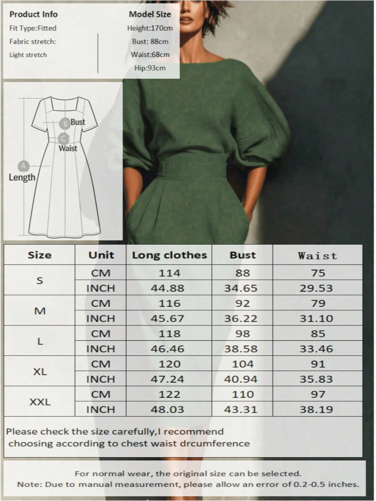 Robe Midi pour Femme à Manches Chauve-Souris et Col Dégagé
