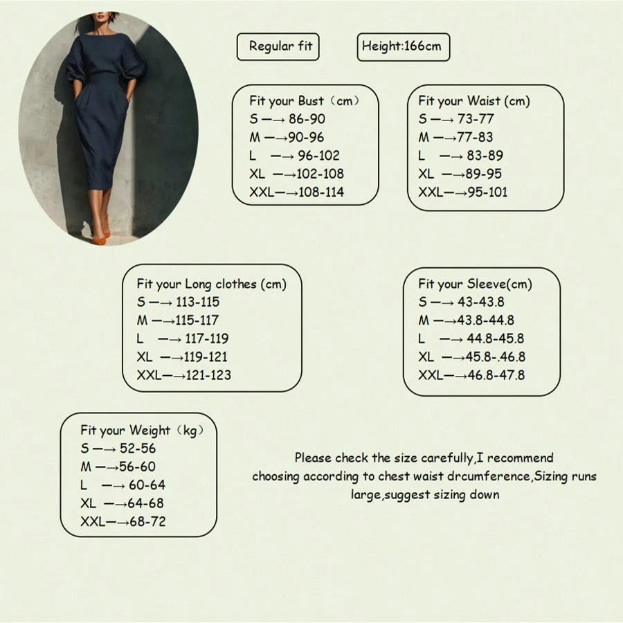 Robe Midi pour Femme à Manches Chauve-Souris et Col Bateau